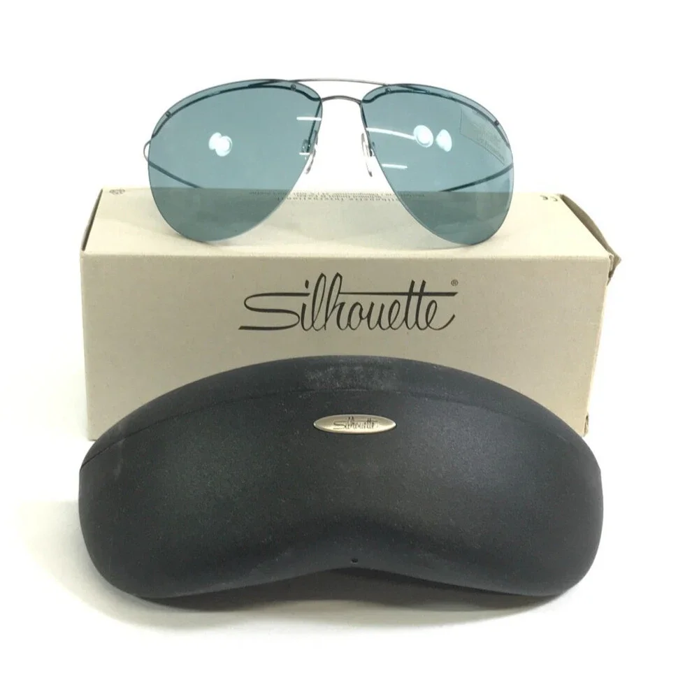 Silhouette Sunglasses M8576 /45 V6075 Blue Rimless Frames w/ Light Gray Lenses